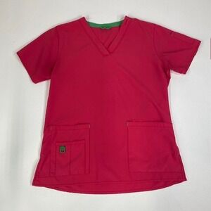 Carhartt Scrub Top‎ V-Neck Short Sleeve Pockets Medical Uniform Hot Pink M